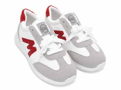 Zapatos deportivos casuales blancos, grises y rojos para hombre, talla 38.
