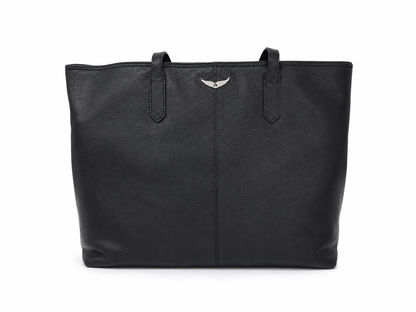 Bolso Grande de Cuero Sintético Negro para Mujer.