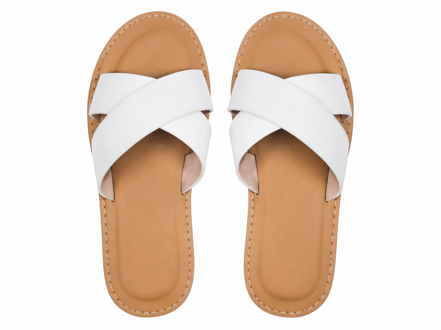 Sandalias Planas de Tiras Cruzadas Blancas para Niña Talla 30.
