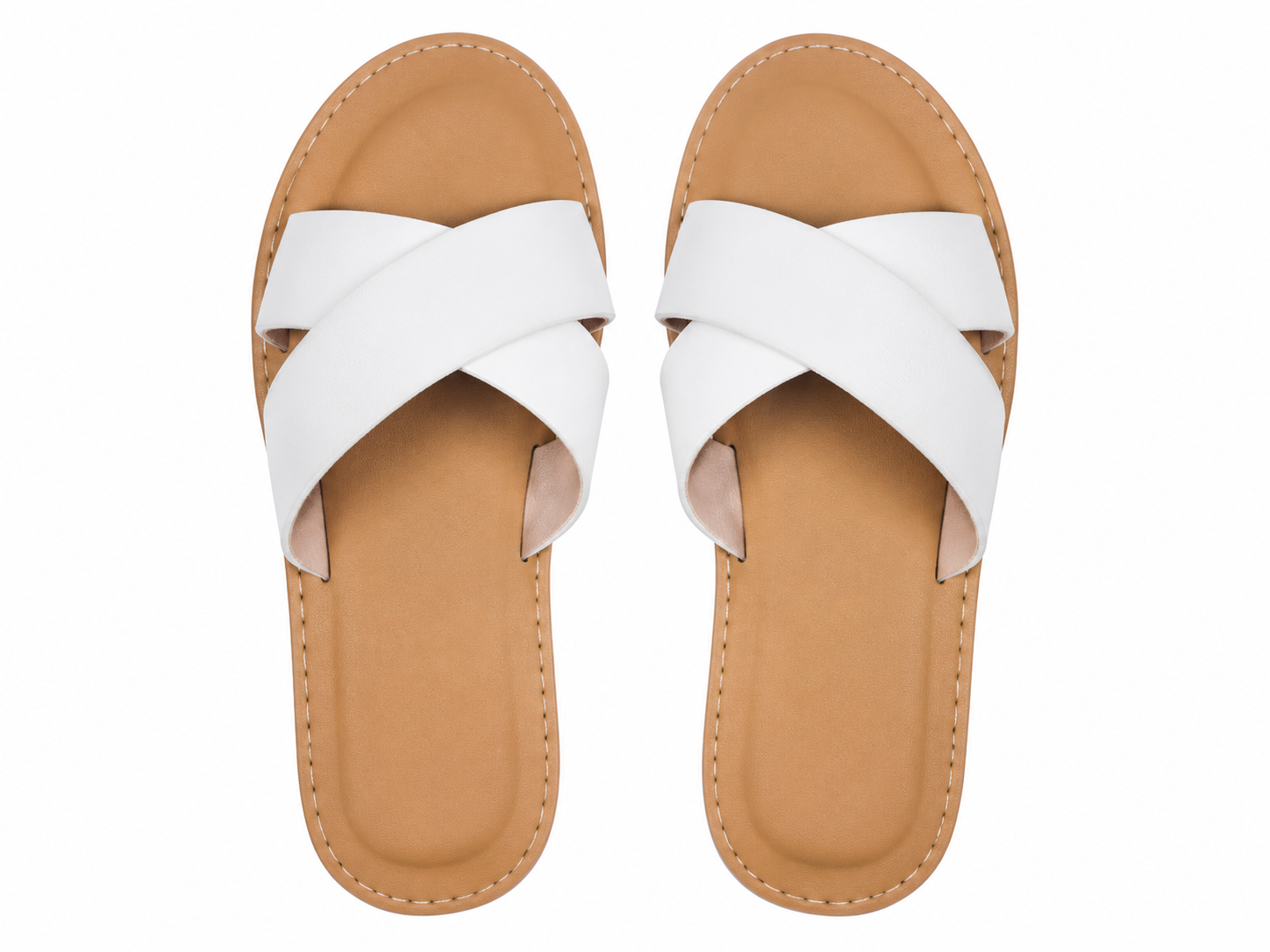 Sandalias Planas de Tiras Cruzadas Blancas para Niña Talla 30.