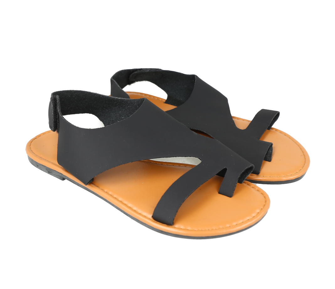 Sandalias planas de mujer estilo casual negro, size 39.
