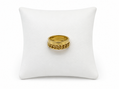 Anillo Giratorio con Números Romanos y Cadena Decorativa.