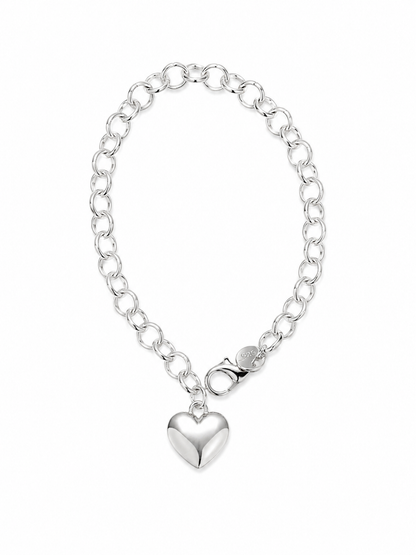 Pulsera de Cadena con Dije de Corazón Color Plateado.