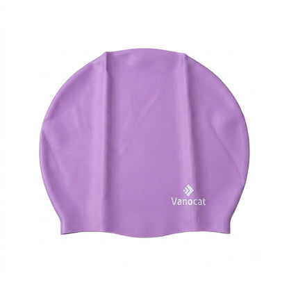 Gorro de natación Vanocat de silicona color morado.