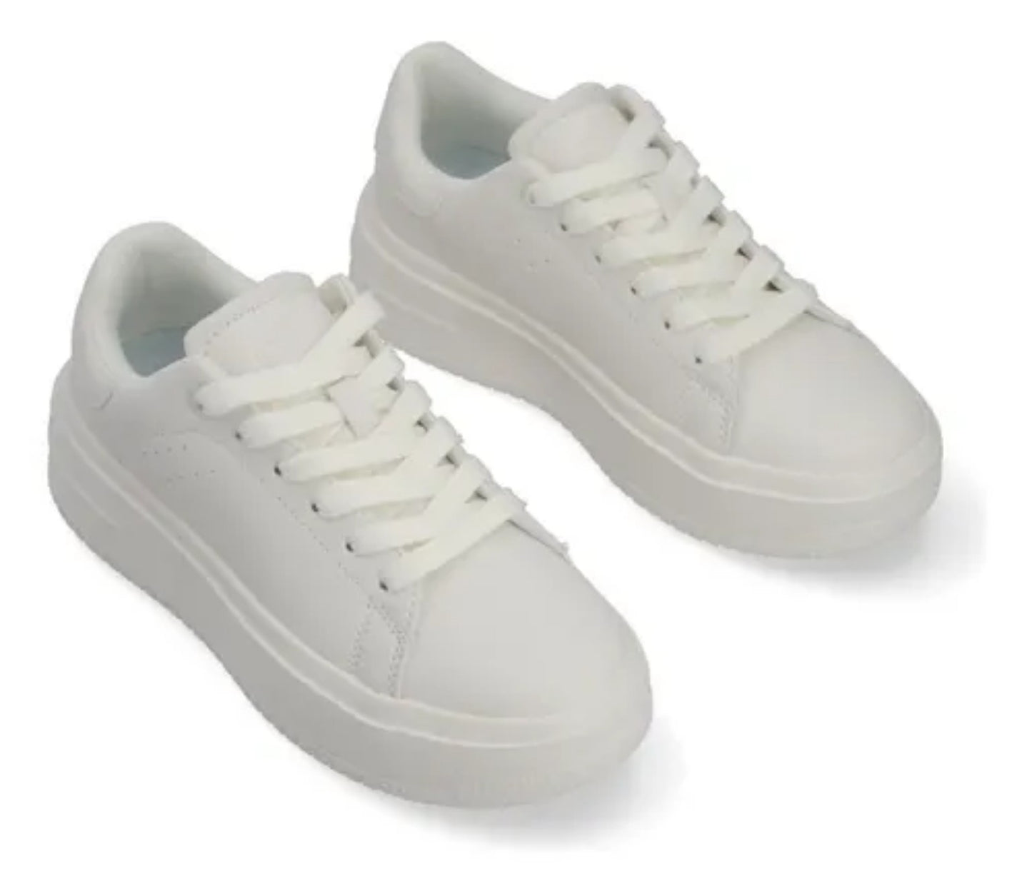 Tenis casuales blancos de plataforma con cordones, talla 40.5.