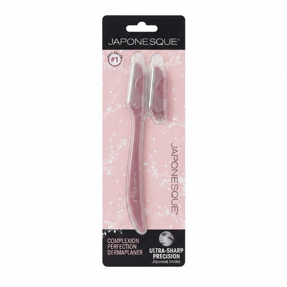 Herramienta de belleza en tono rosa con cuchillas de precisión de acero inoxidable japonés.