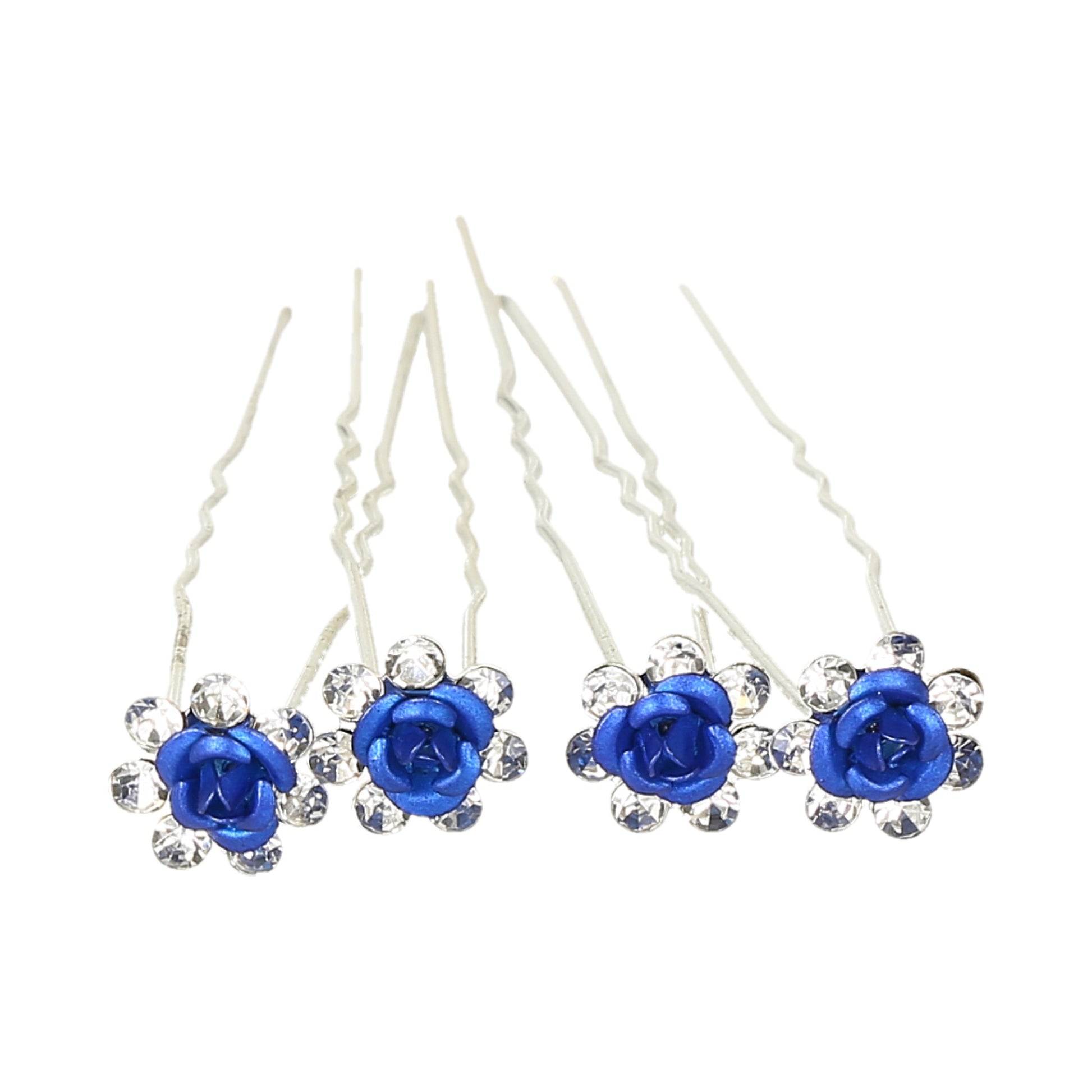 Pinchos para el pelo flor azul, 20 unidades