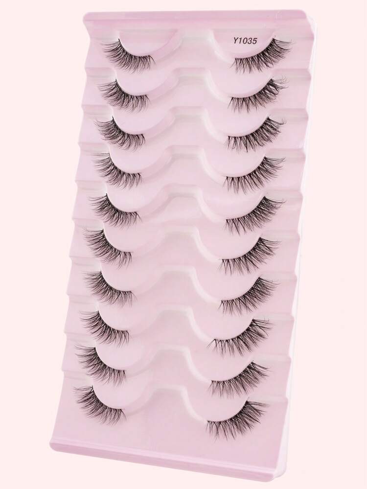 estuche de 10 pares de pestañas postizas.