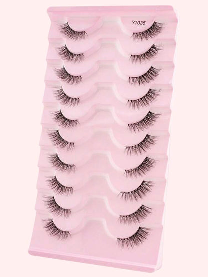 estuche de 10 pares de pestañas postizas.