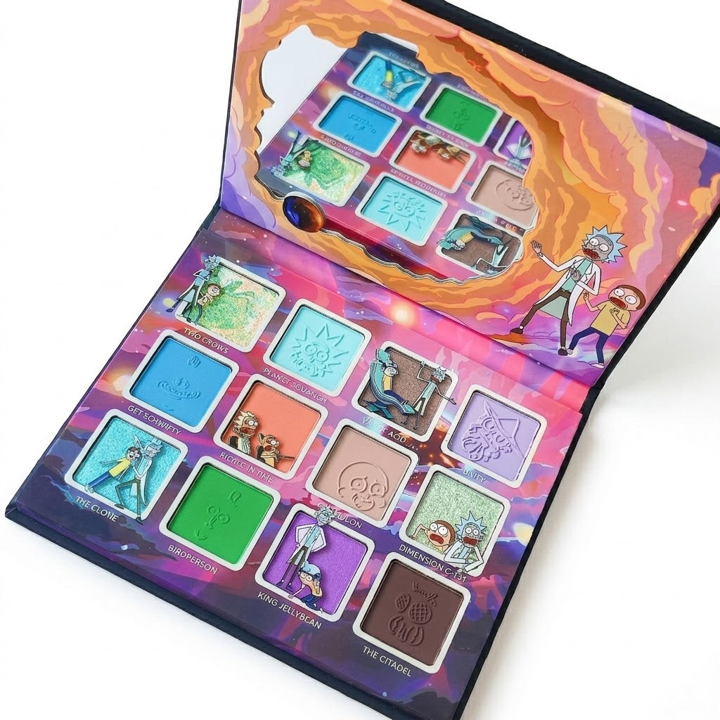 Paleta de sombras de la colección colaboración Rick and Morty.