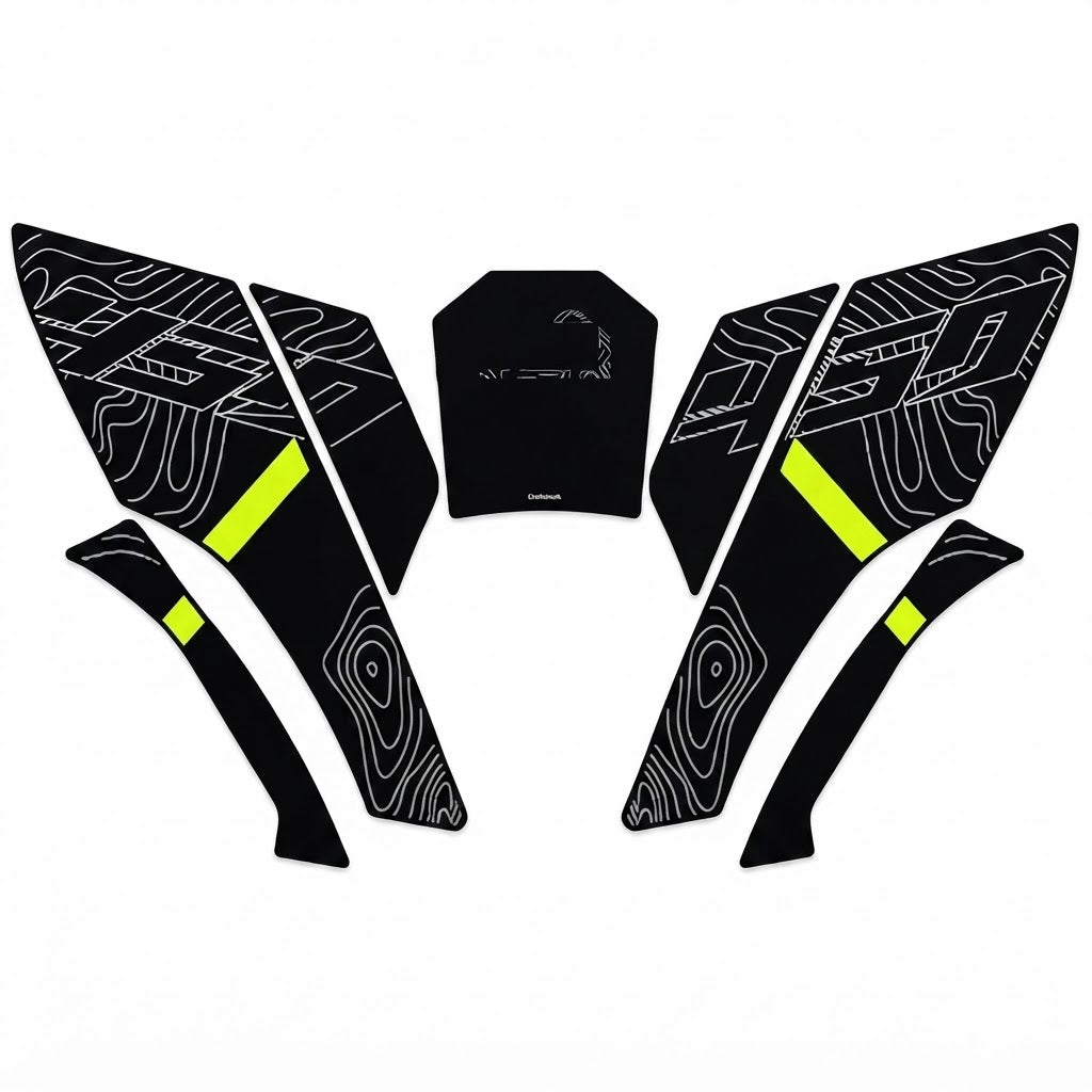 Juego de protectores adhesivos antideslizantes para el tanque de combustible de la motocicleta CFMOTO 450MT (modelo 2024 en adelante).