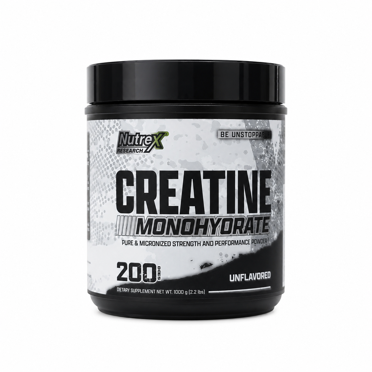Creatina monohidratada micronizada sin sabor, 200 porciones, 1000 g.