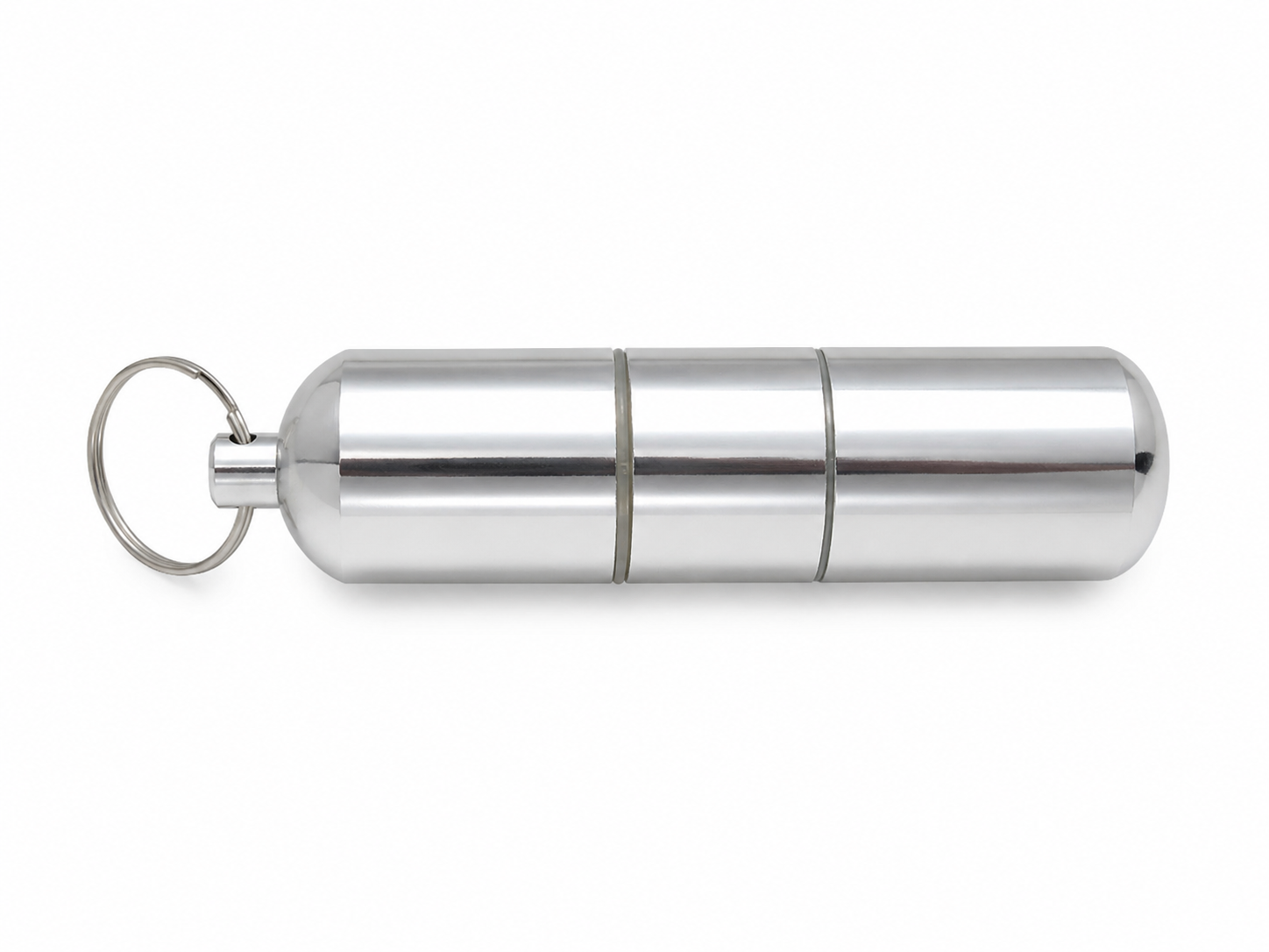 Contenedor Portátil de Aluminio para Medicamentos con Llavero.