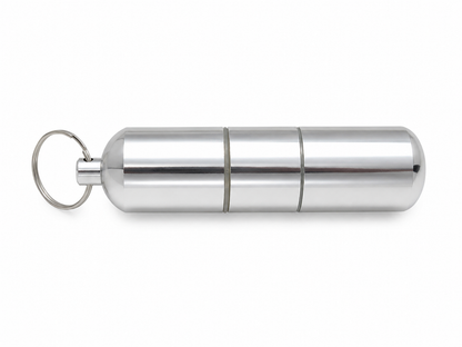 Contenedor Portátil de Aluminio para Medicamentos con Llavero.