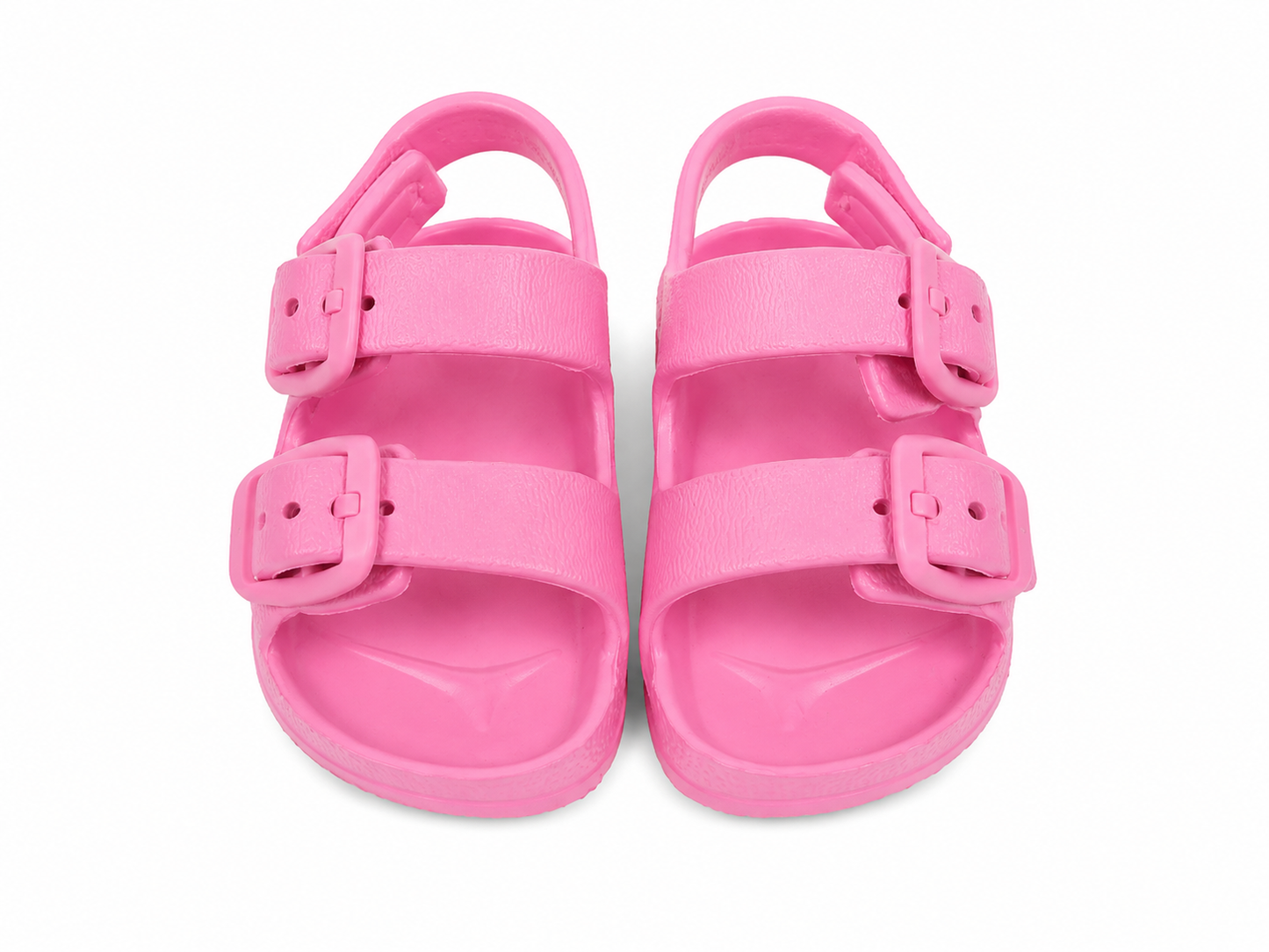 Sandalias infantiles con doble hebilla ajustable color rosa talla 3-6.