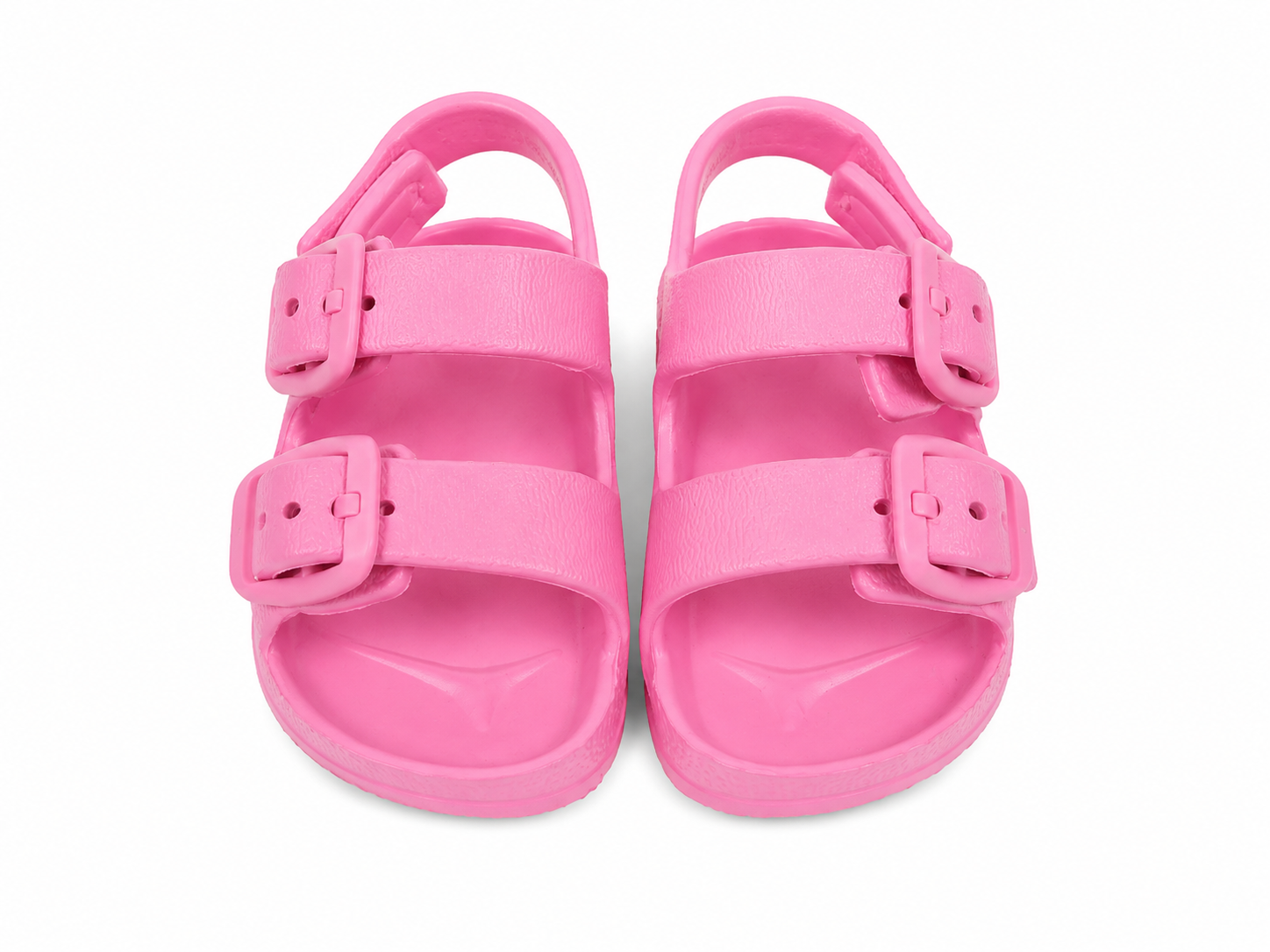Sandalias infantiles con doble hebilla ajustable color rosa talla 3-6.