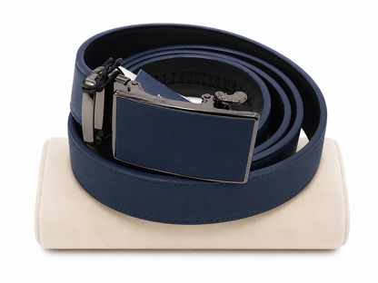 Cinturón Ajustable con Hebilla Automática Rectangular Color Azul Marino, Talla 46.