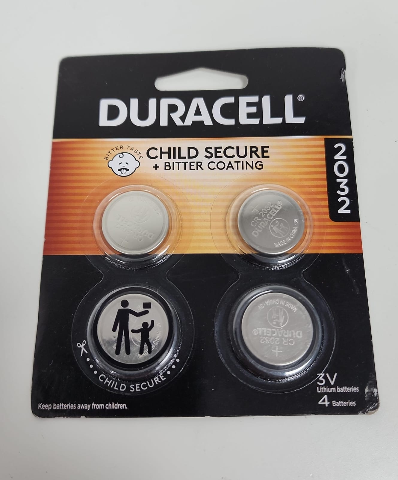 Paquete de 4 baterías de litio tipo moneda Duracell CR2032 de 3V