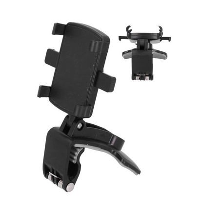 Soporte para teléfono de automóvil con un clip de sujeción