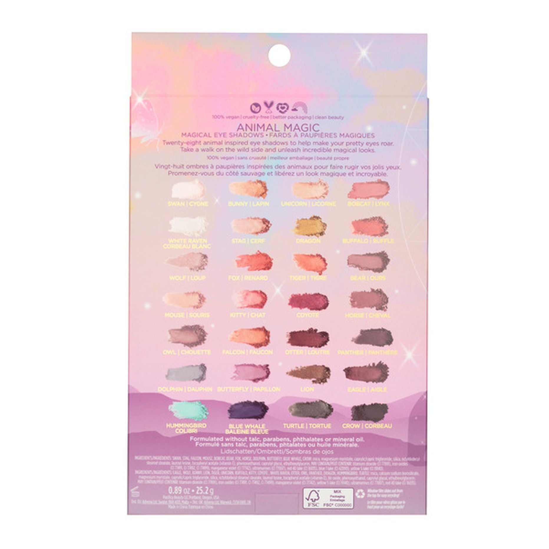 Paleta de sombras de ojos con 28 tonos minerales en diversos acabados.