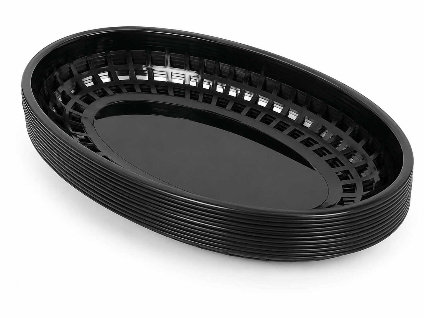 Cesta Ovalada Plástica Negra Multiusos.