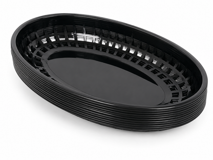 Cesta Ovalada Plástica Negra Multiusos.