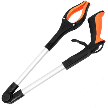 Herramienta de alcance plegable, comúnmente utilizada por personas mayores para recoger objetos sin agacharse.