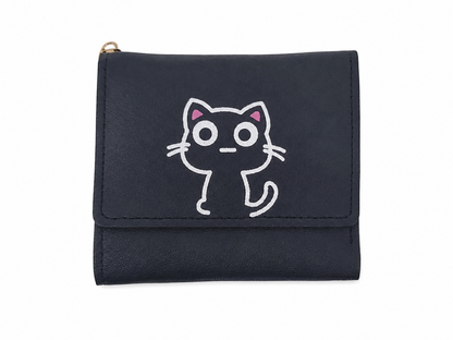 Cartera Plegable con Diseño de Gato Negro.
