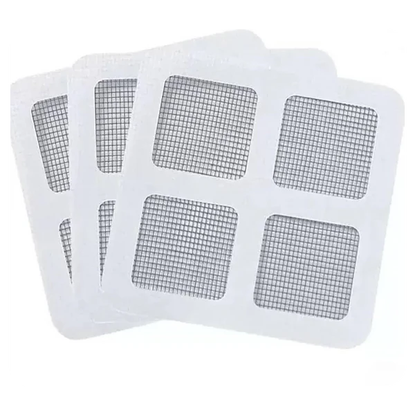 Malla adhesiva para reparación de mosquiteros o un filtro desechable para desagues.