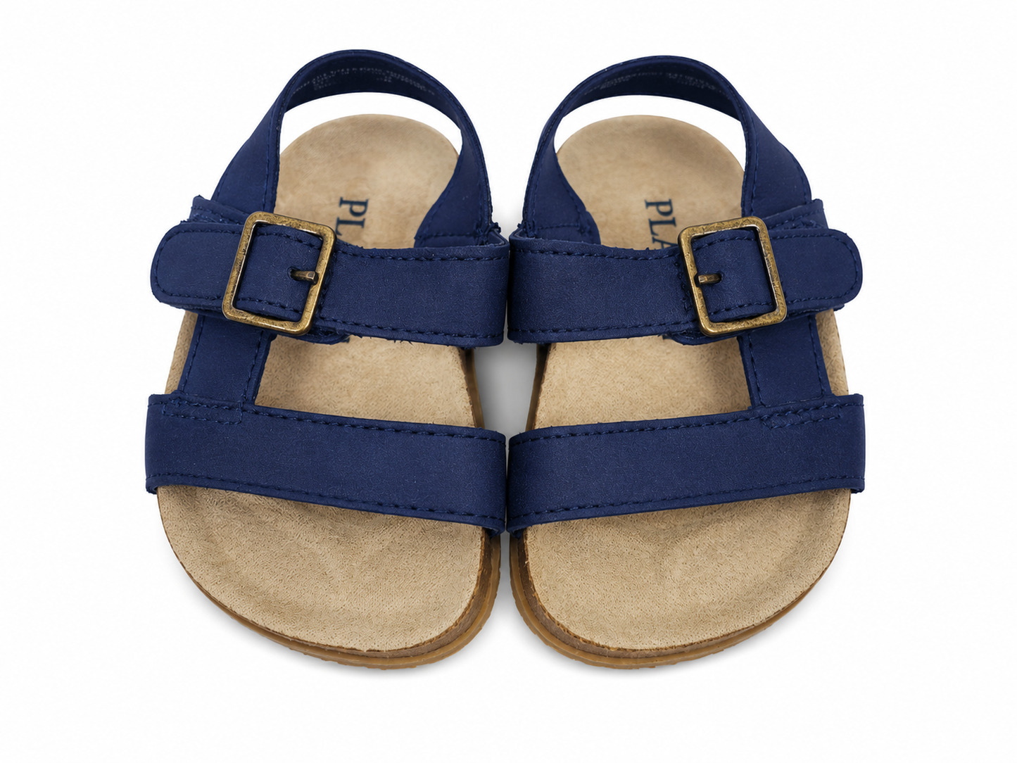 Sandalias infantiles con hebilla ajustable color azul marino talla 3-6M.