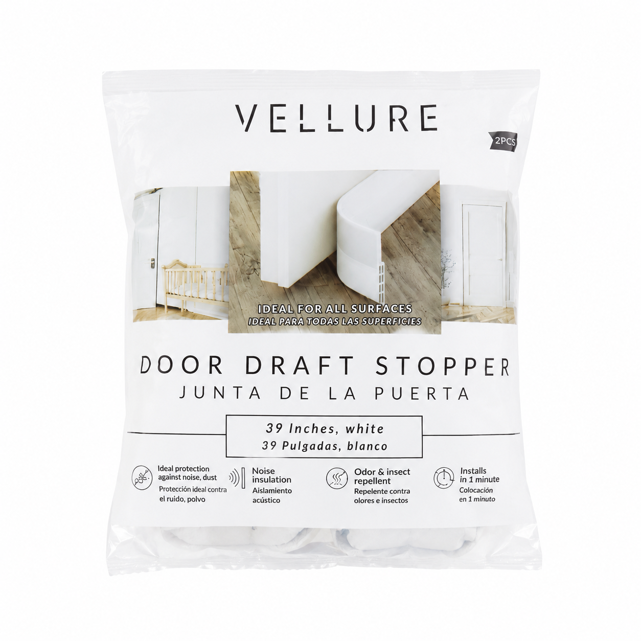 Burlete Inferior para Puerta con Aislamiento de Ruido y Corrientes de Aire 39 Pulgadas.