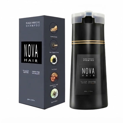 Champú de tinte 3 en 1 diseñado para cubrir las canas de forma rápida y práctica tanto en hombres como en mujeres en tono Black hair dye.