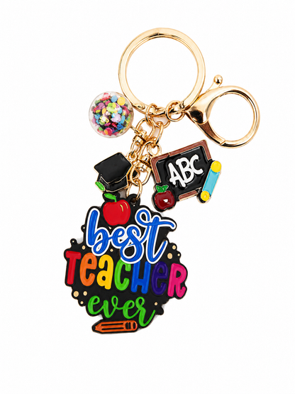 Llavero Decorativo para Maestro con Dices Escolares Multicolor.
