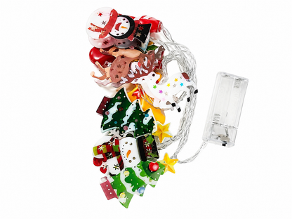 Guirnalda de Luces Navideñas con Figuras Decorativas Multicolor y Caja de Baterías.