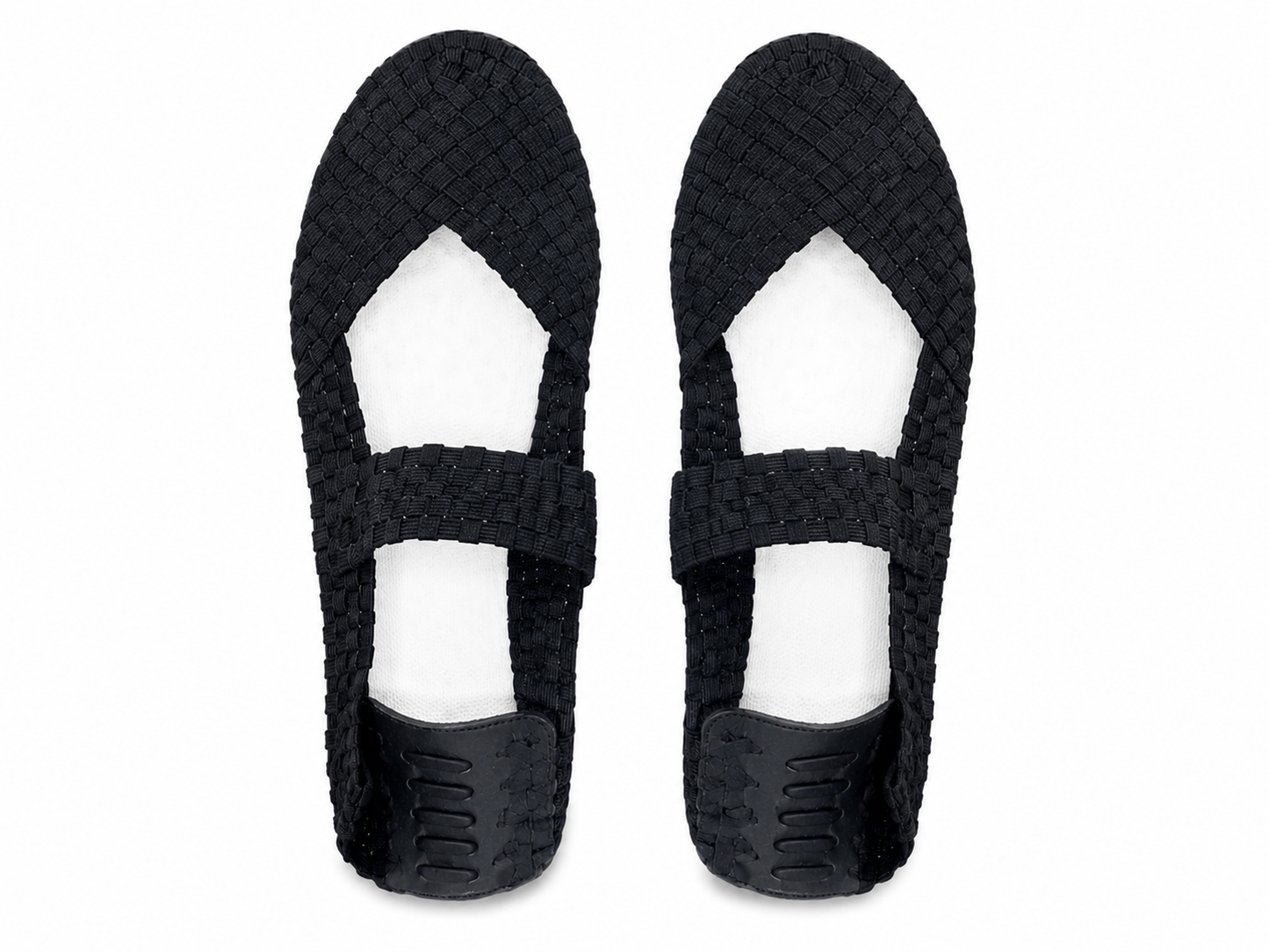 Zapatos Planos Tejidos Color Negro para Mujer Talla 38.