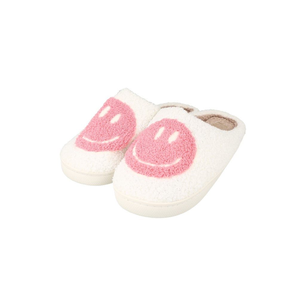 Pantuflas sonrientes, cara feliz size 40/41, blancas/rosa.
