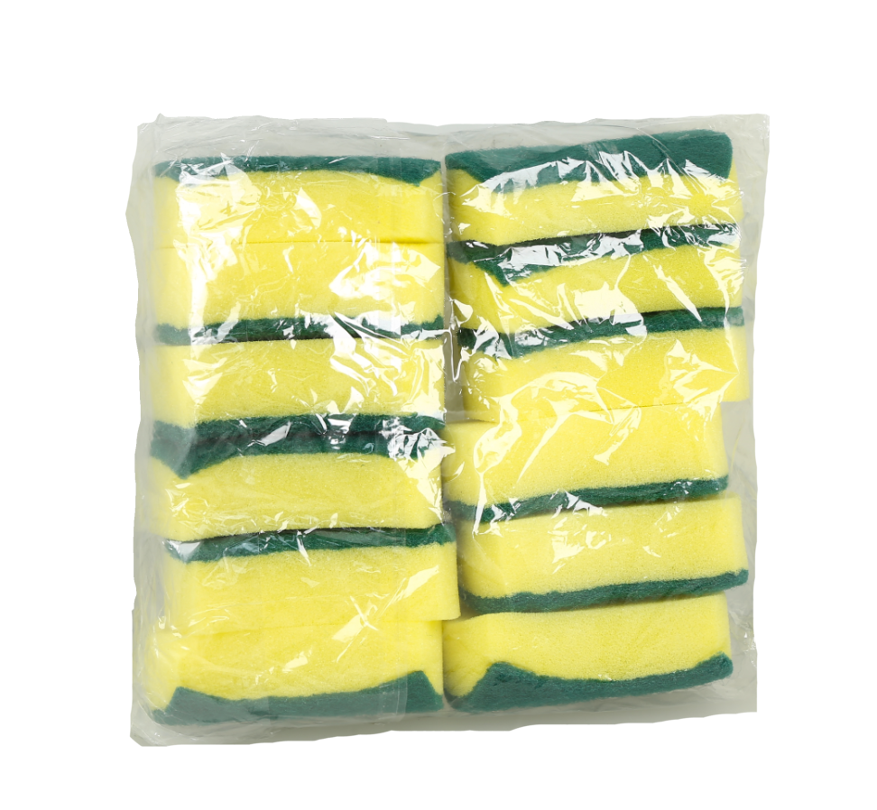 Esponjas de limpieza de doble cara con almohadilla de fregado áspero para platos y superficies.
