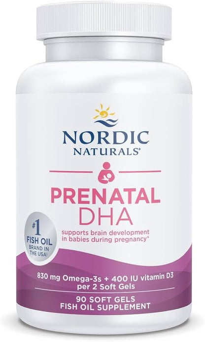 Suplemento de aceite de pescado diseñado para brindar apoyo nutricional durante el embarazo y la lactancia.