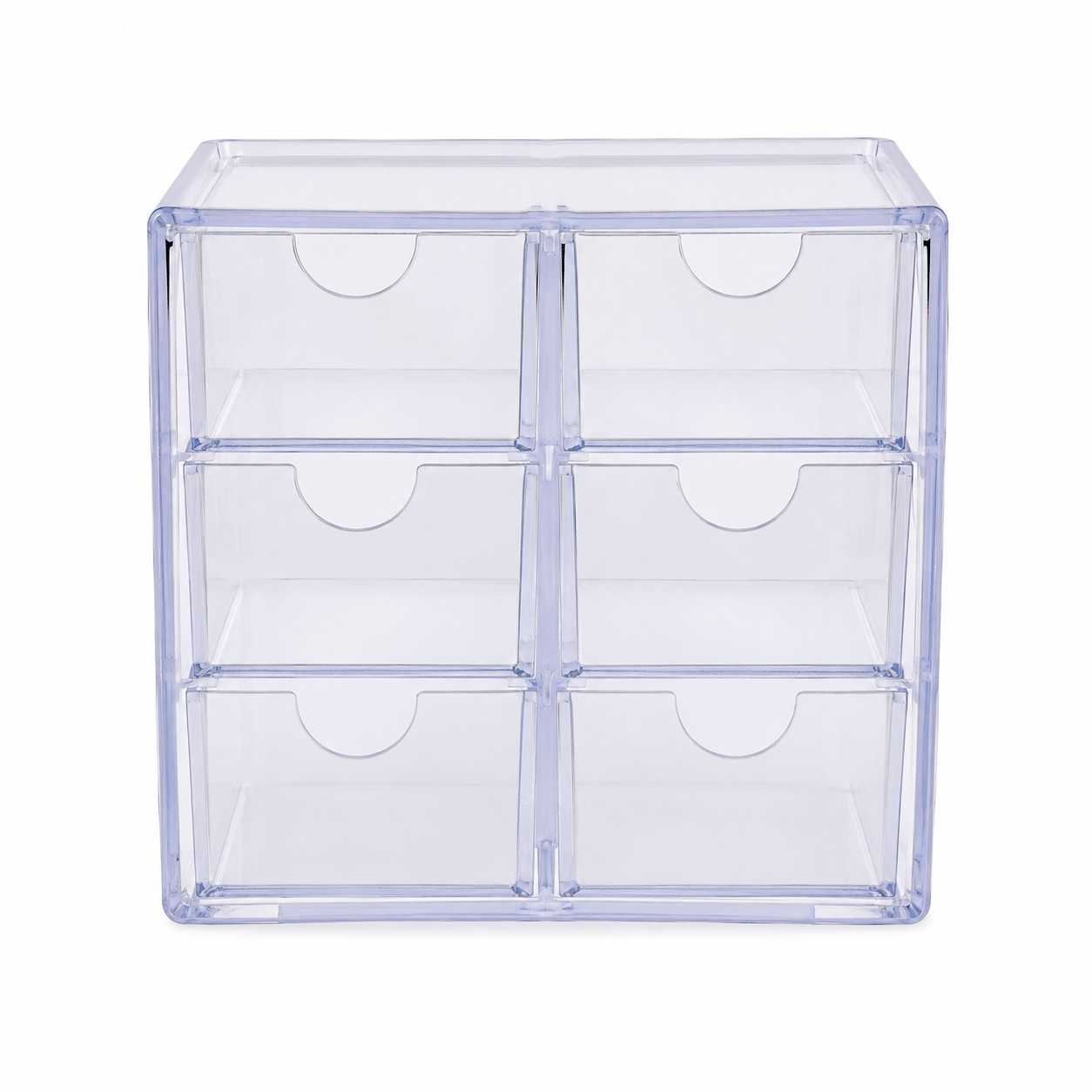 Organizador transparente de plástico con 6 cajones para escritorio y almacenamiento.