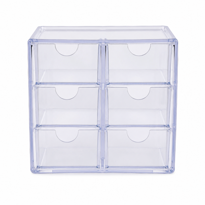 Organizador transparente de plástico con 6 cajones para escritorio y almacenamiento.