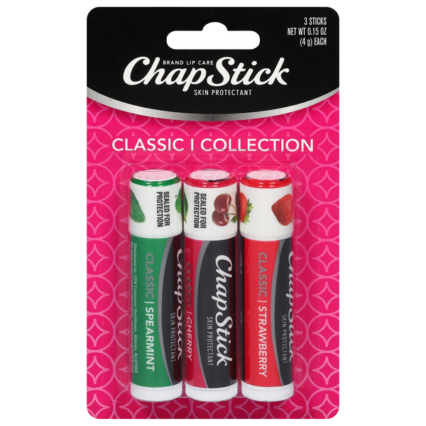 Paquete de 3 bálsamos labiales.