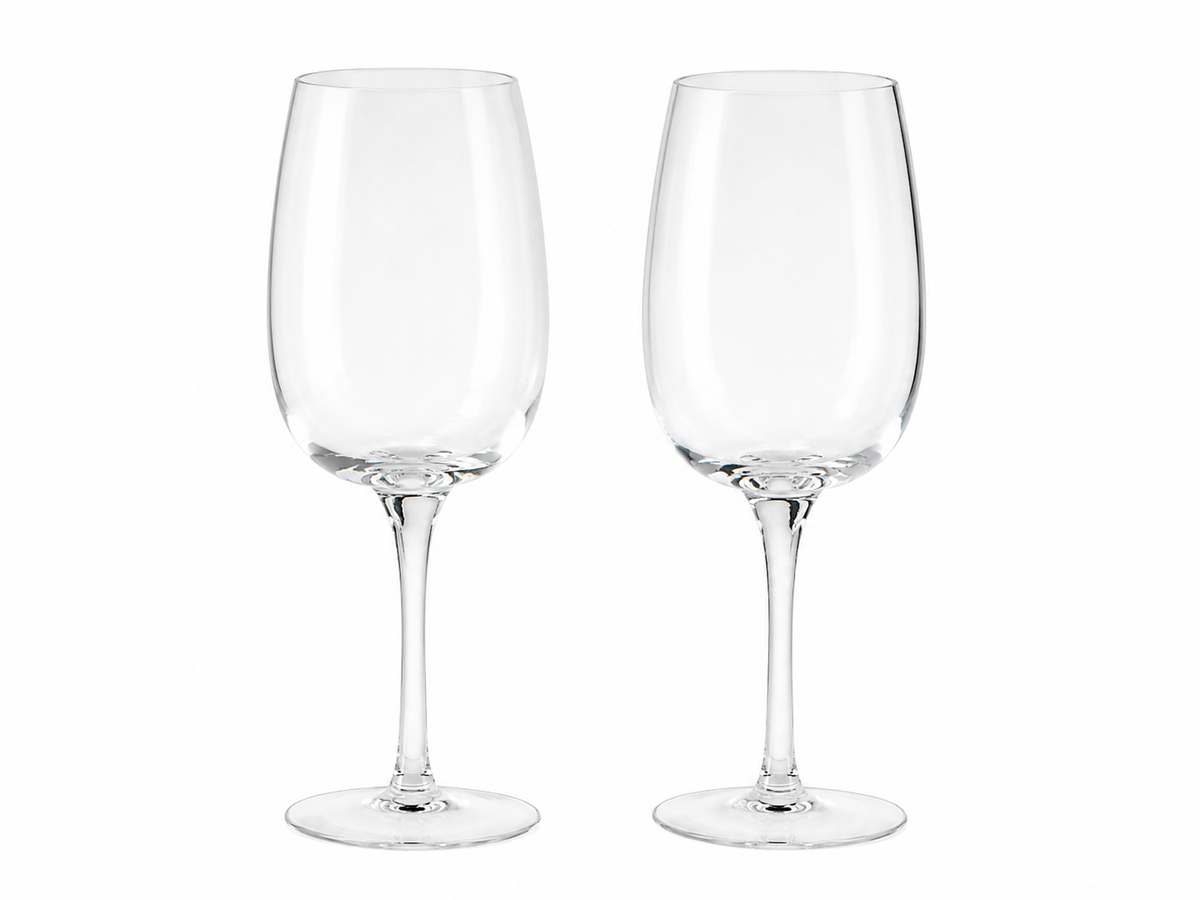 Set de 2 copas decorativas de vidrio transparente con tallo.