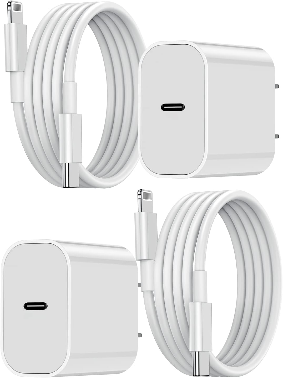 Conjunto de adaptadores de pared de carga rápida USB-C de 20 W.