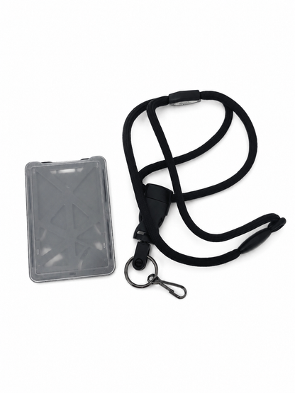 Soporte para tarjetas de identificación con cordón ajustable.