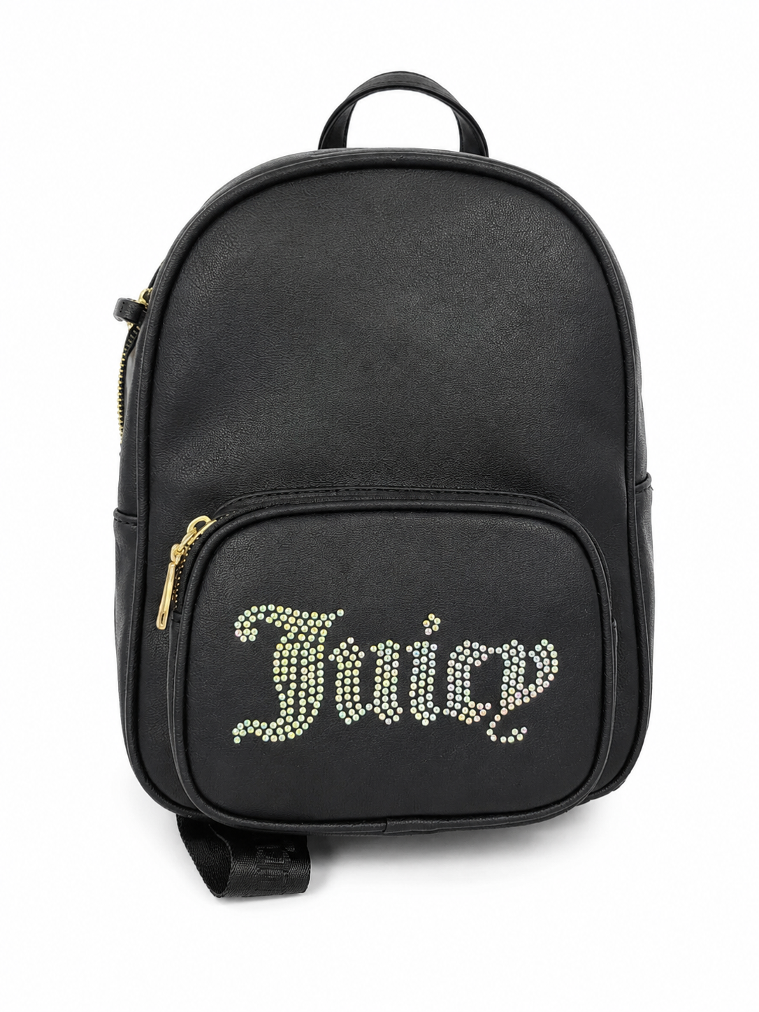 Mochila Mini de Piel Sintética con Bolsillo Frontal y Detalles Decorativos de Cristal.