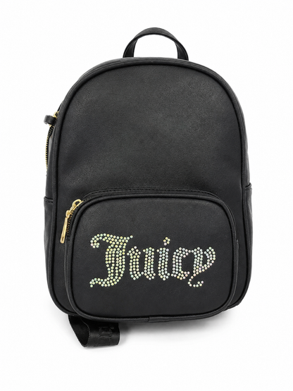 Mochila Mini de Piel Sintética con Bolsillo Frontal y Detalles Decorativos de Cristal.