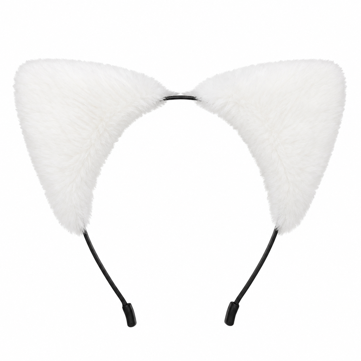 Diadema con orejas de gato de felpa blanca.