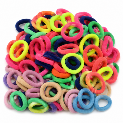 Set de ligas elásticas multicolores para cabello.