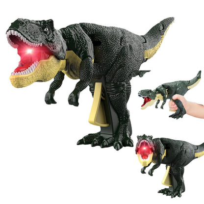 Juguete de dinosaurio T-Rex interactivo con luz y movimiento.