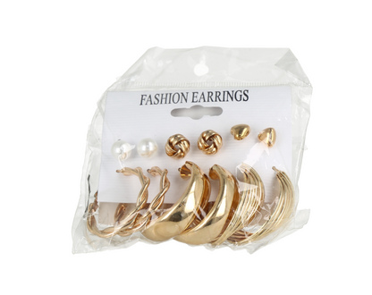 set de aretes para dama color dorado fashion
